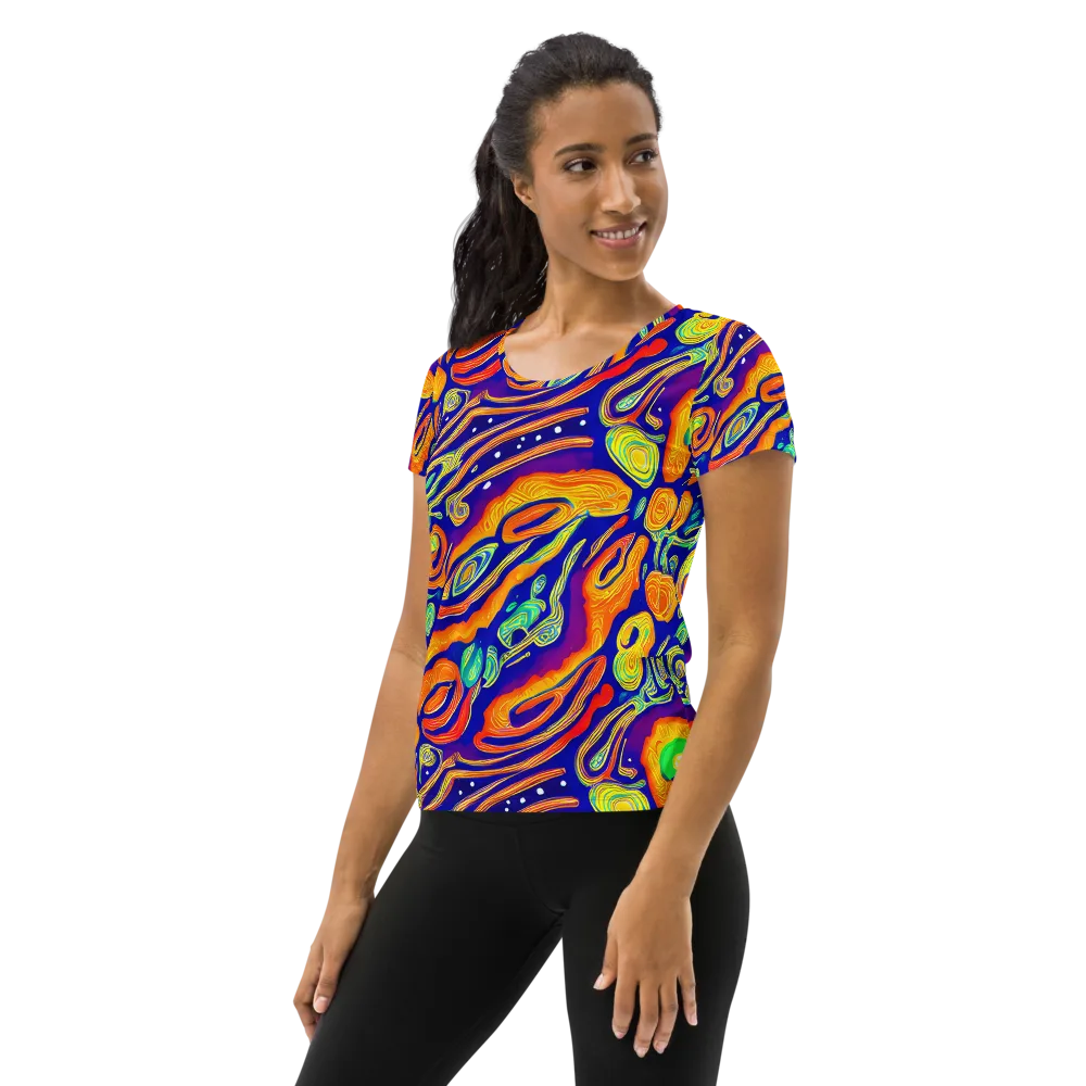 Aubergine Inferno on Women's Athletic T-Shirt — Left