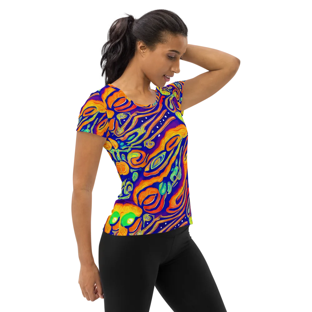 Aubergine Inferno on Women's Athletic T-Shirt — Right