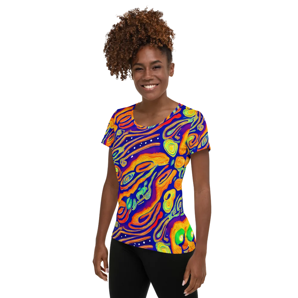 Aubergine Inferno on Women's Athletic T-Shirt — Left