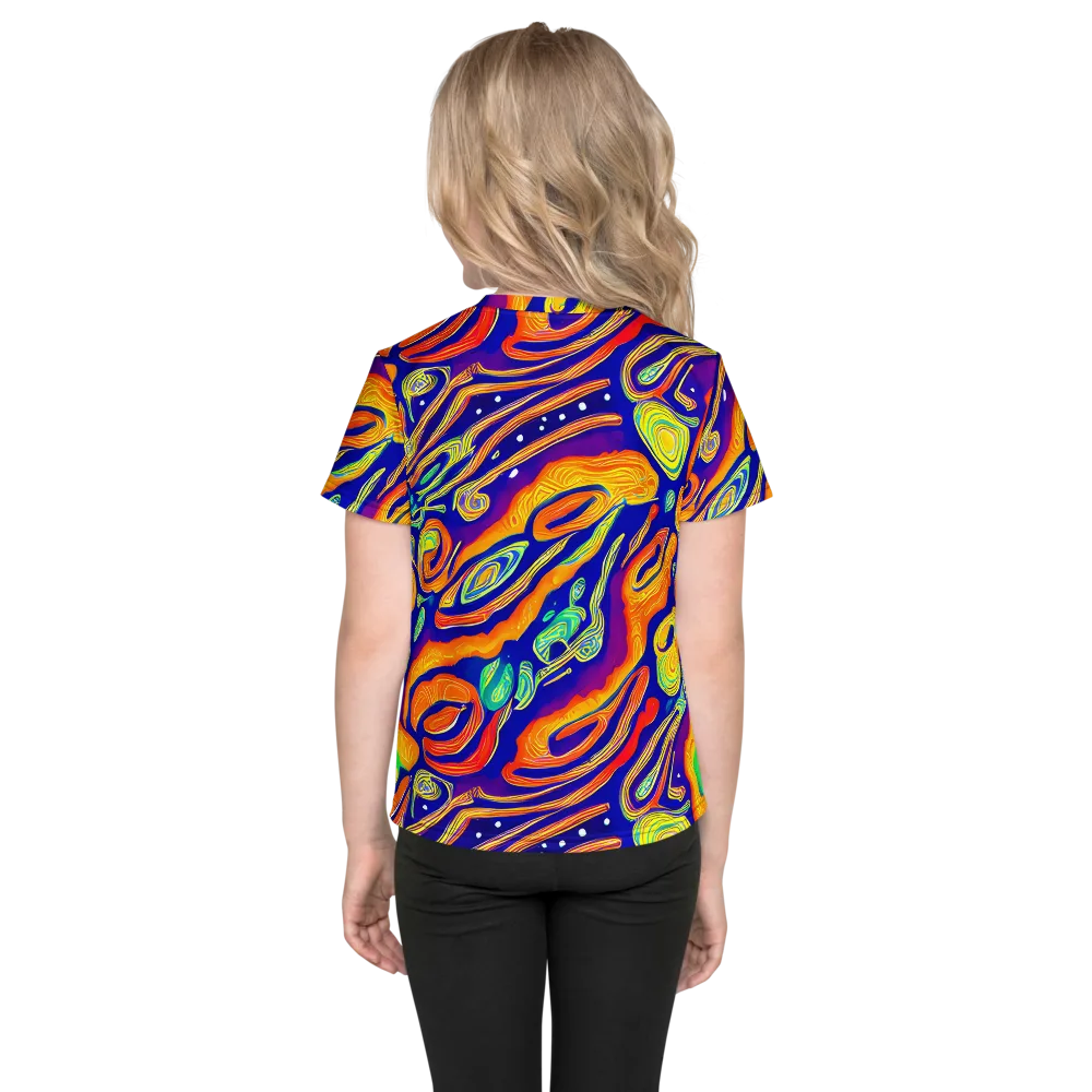 Aubergine Inferno on Kids Crew Neck T-Shirt — Back