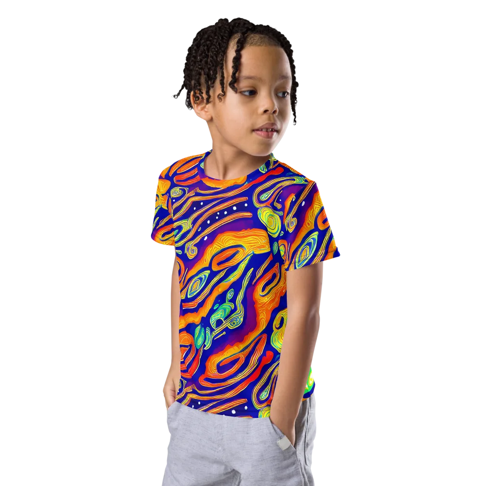 Aubergine Inferno on Kids Crew Neck T-Shirt — Left Front