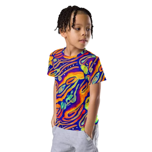 Aubergine Inferno on a Kids Crew Neck T-Shirt