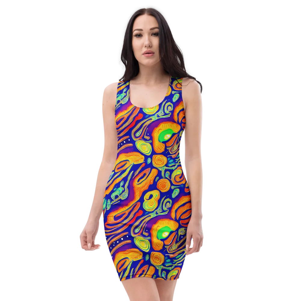 Aubergine Inferno on Bodycon Dress — Front