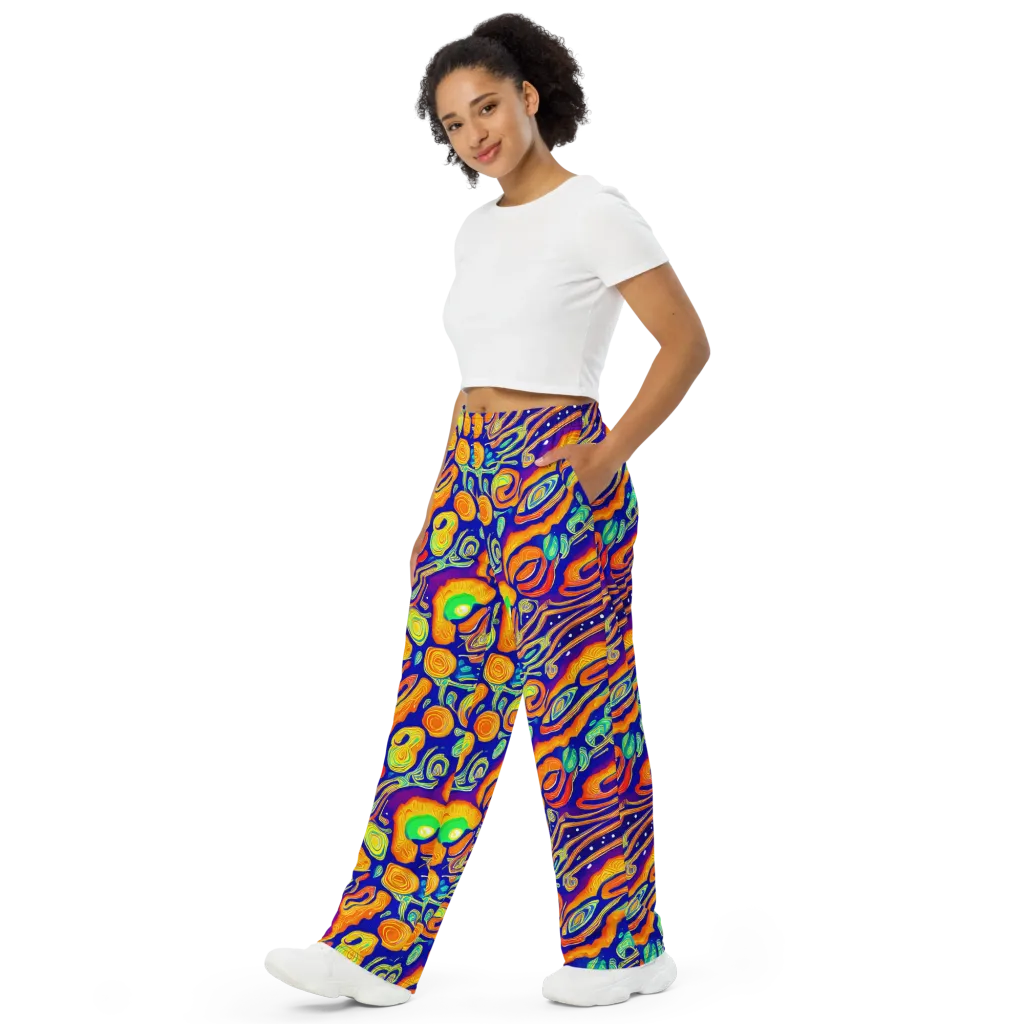 Aubergine Inferno on Wide-Leg Pants — Left Front