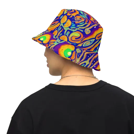 Aubergine Inferno on a Reversible Bucket Hat