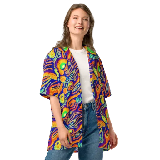 Aubergine Inferno on a Button Shirt