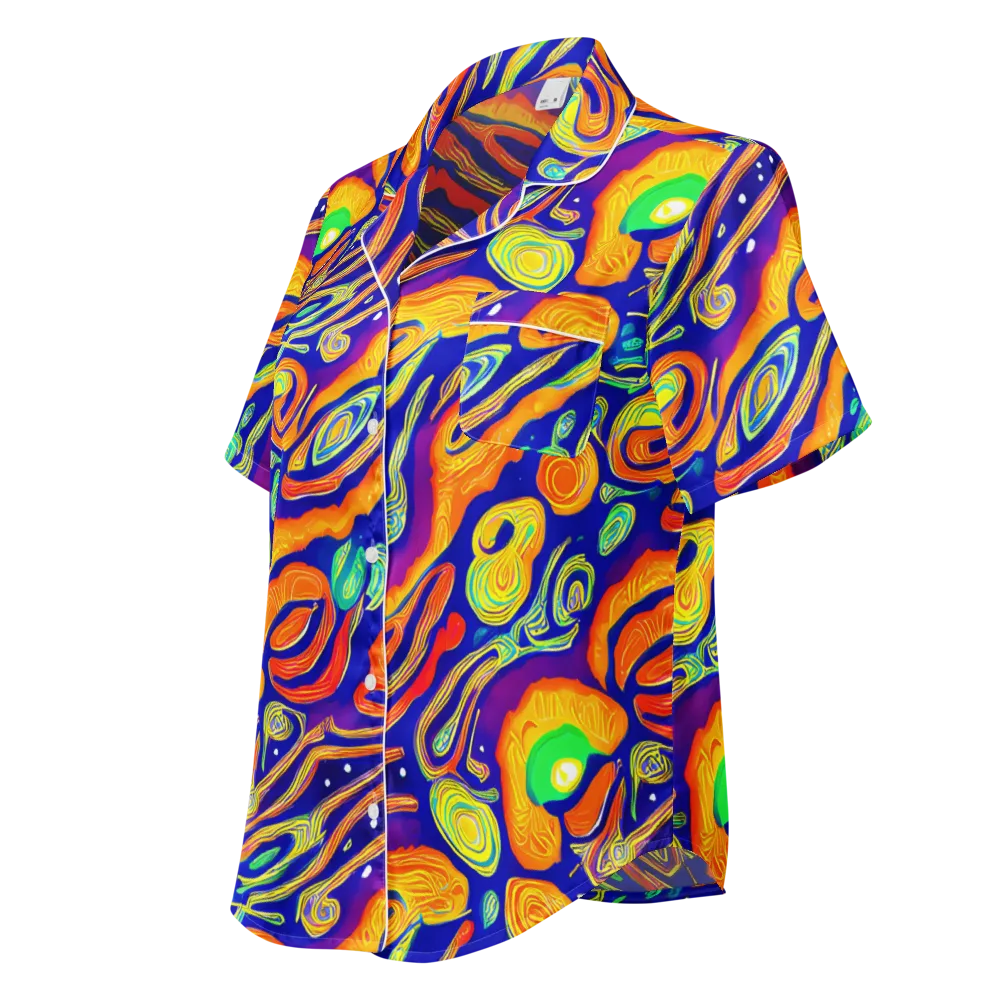 Aubergine Inferno on Women's Short Sleeve Pajama Top — Left Front