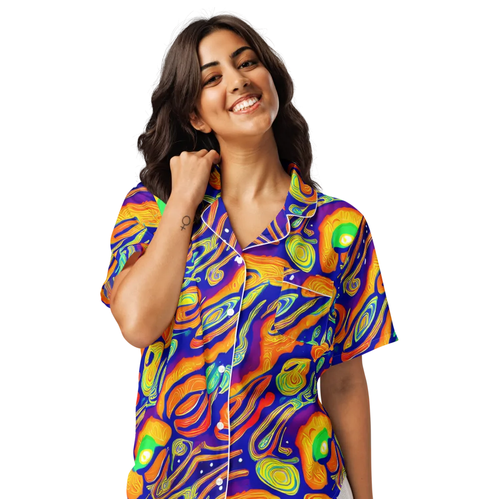 Aubergine Inferno on Women's Short Sleeve Pajama Top — Front