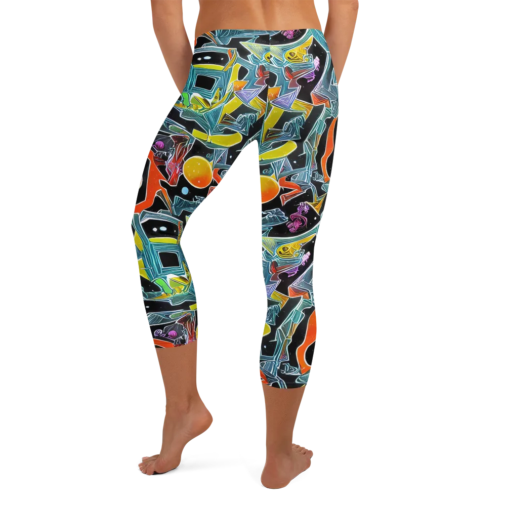 Lunar Collision on Capri Leggings — Back
