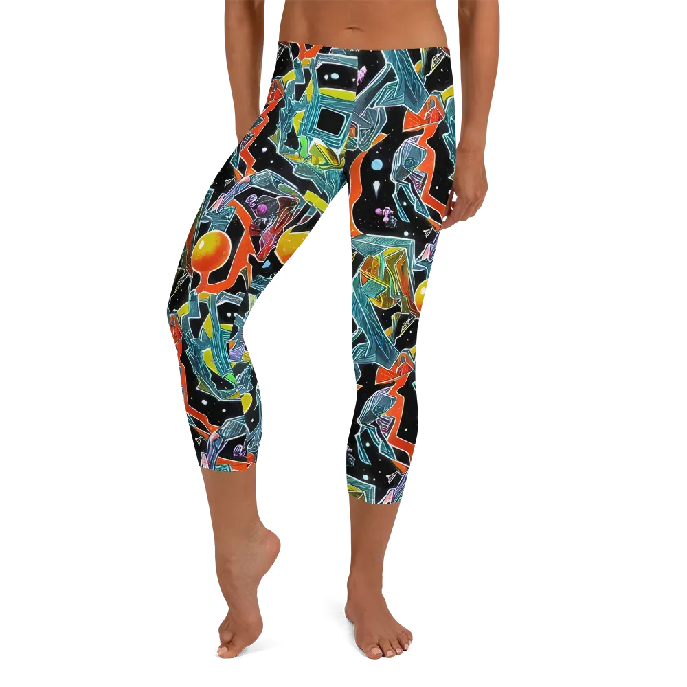 Lunar Collision on Capri Leggings — Front