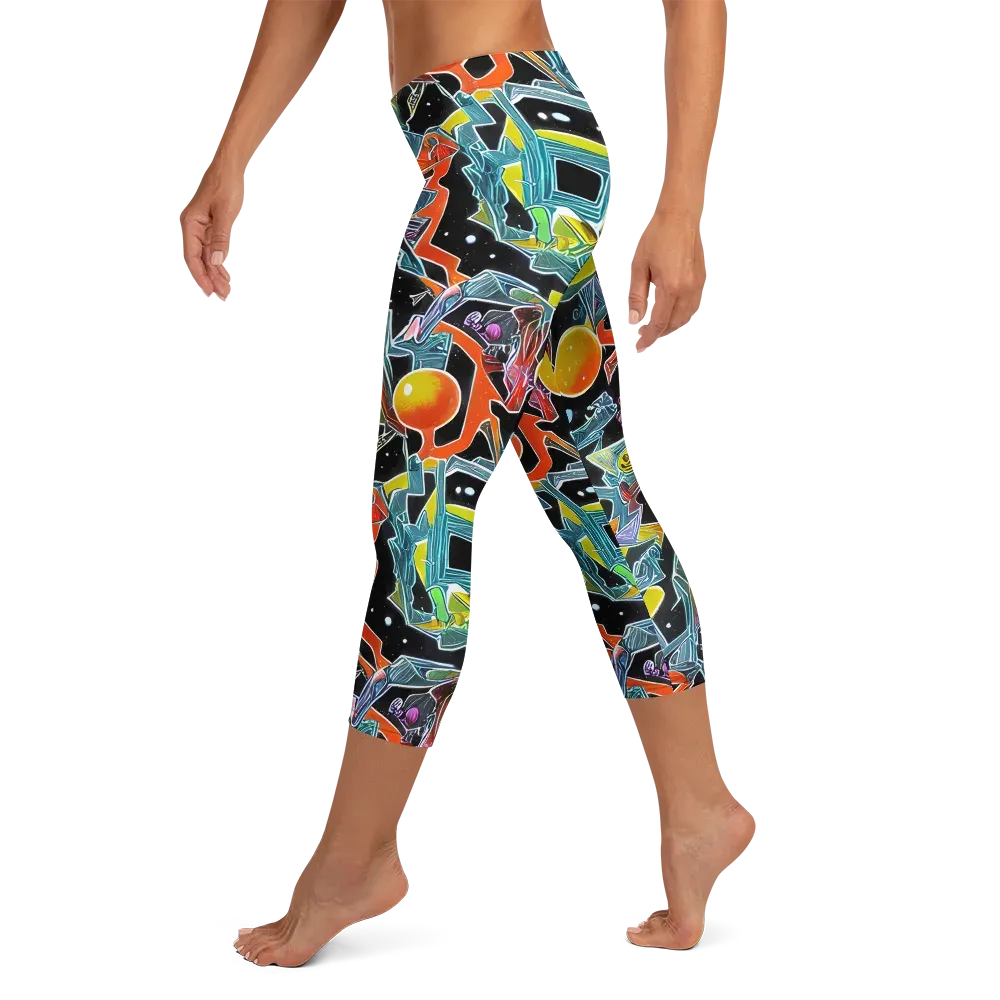 Lunar Collision on Capri Leggings — Left