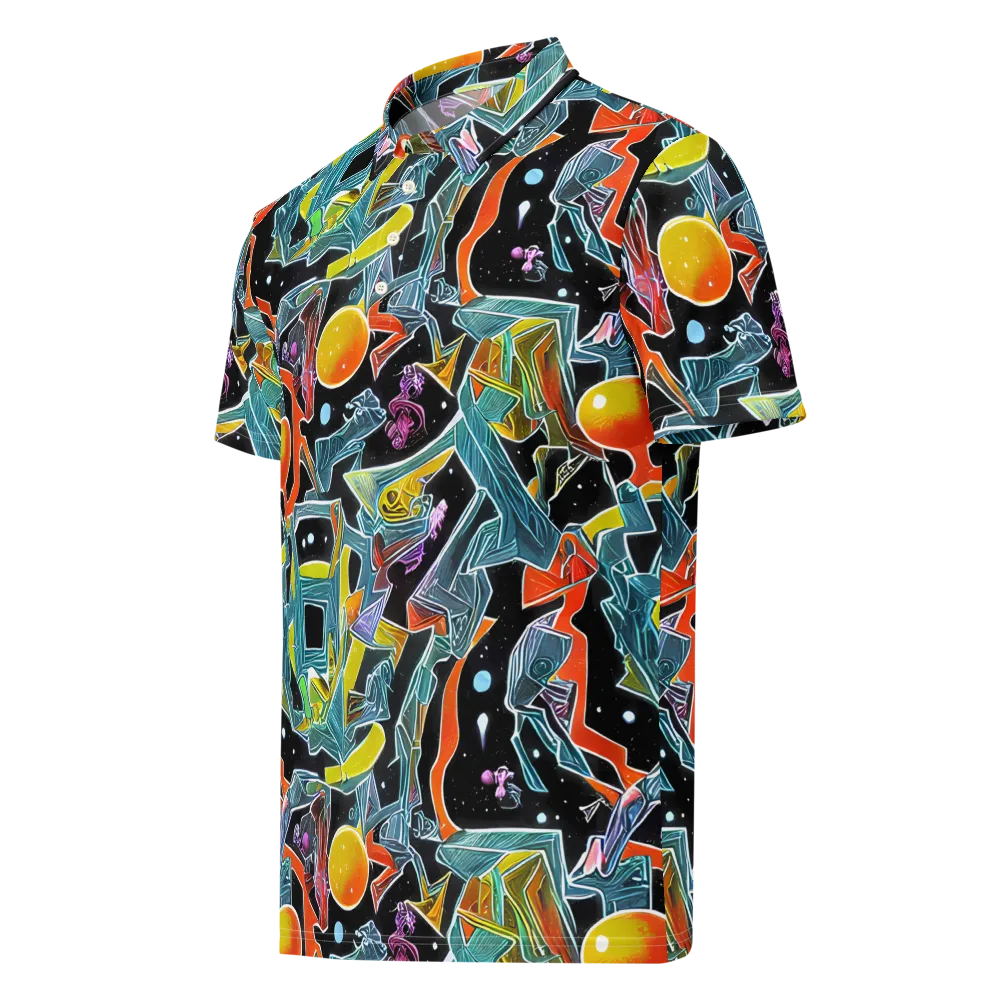 Lunar Collision on Men's Slim Fit Polo Shirt — Left Front