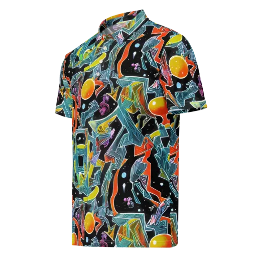 Lunar Collision on a Men's Slim Fit Polo Shirt