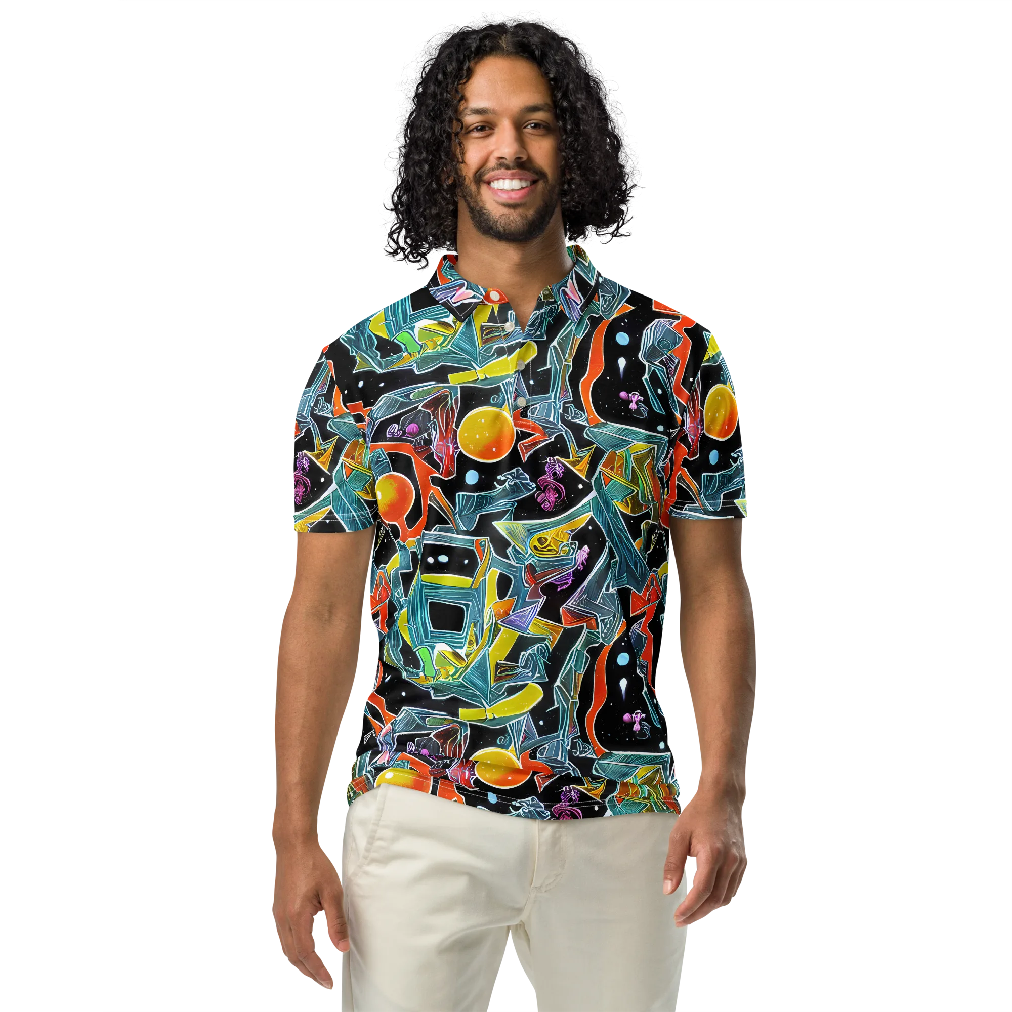 Lunar Collision on Men's Slim Fit Polo Shirt — Front