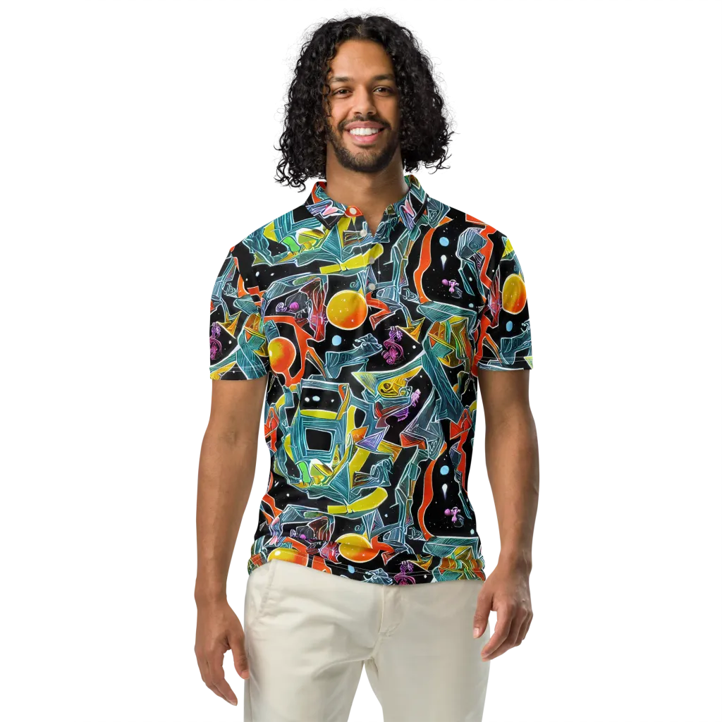 Lunar Collision on Men's Slim Fit Polo Shirt — Front