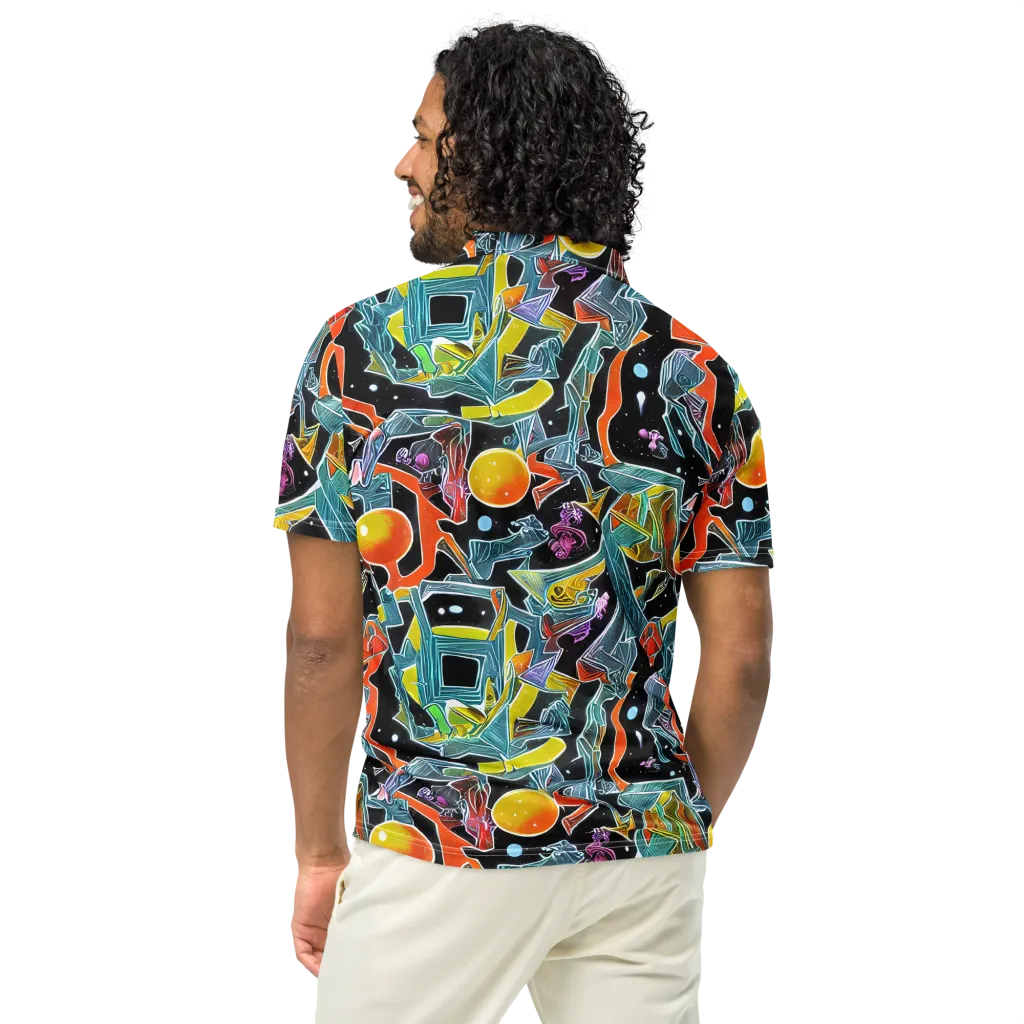 Lunar Collision on Men's Slim Fit Polo Shirt — Back