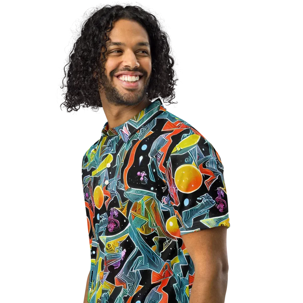 Lunar Collision on Men's Slim Fit Polo Shirt — Left Front