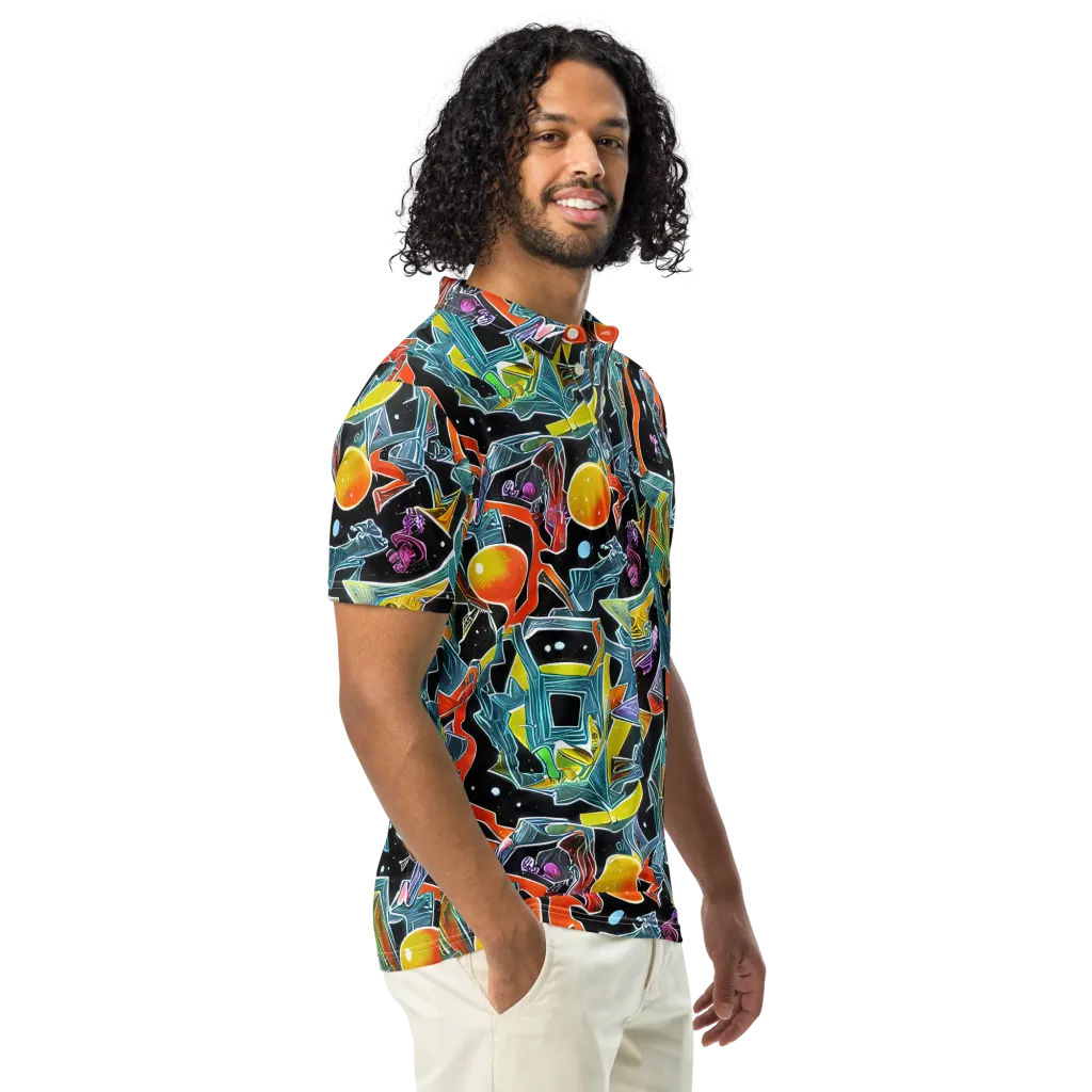Lunar Collision on Men's Slim Fit Polo Shirt — Right Front