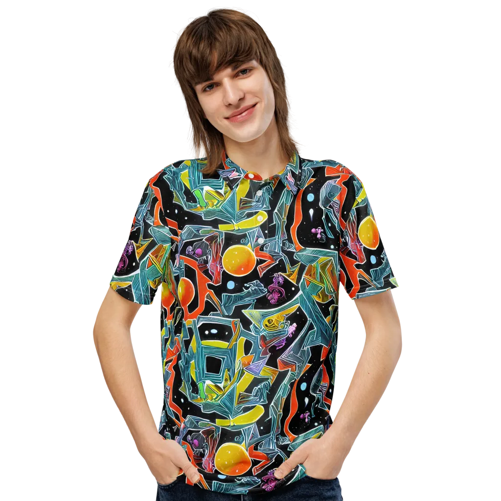 Lunar Collision on Men's Slim Fit Polo Shirt — Front