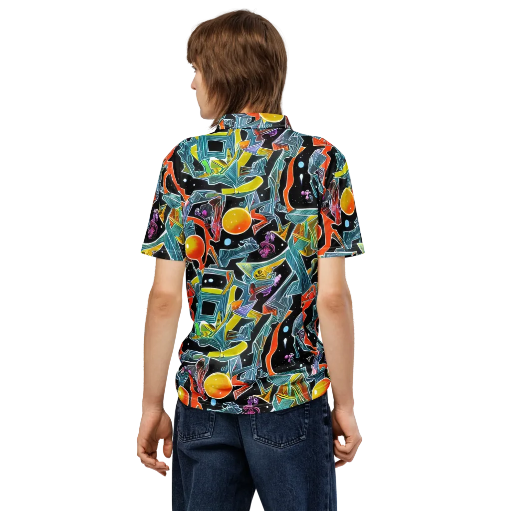 Lunar Collision on Men's Slim Fit Polo Shirt — Back