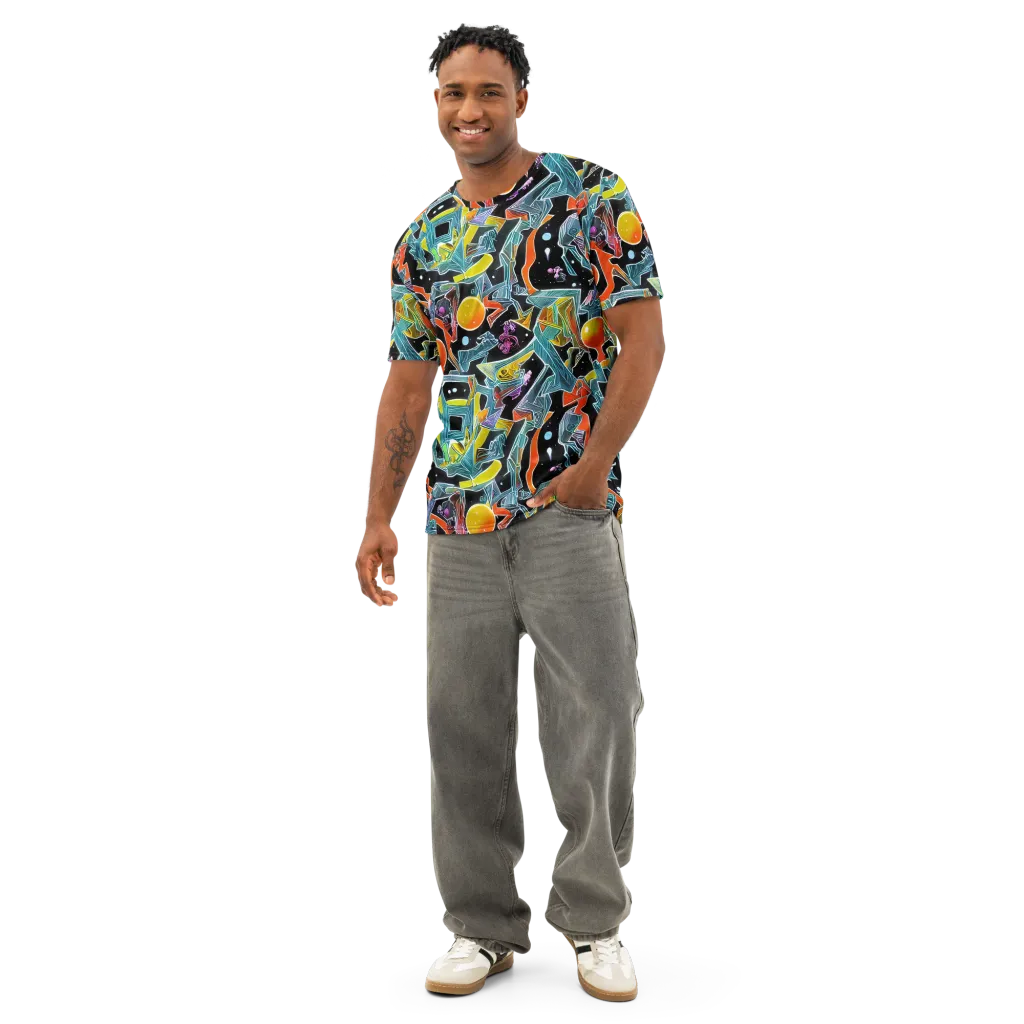 Lunar Collision on Men's Cotton Crew Neck T-Shirt — Front