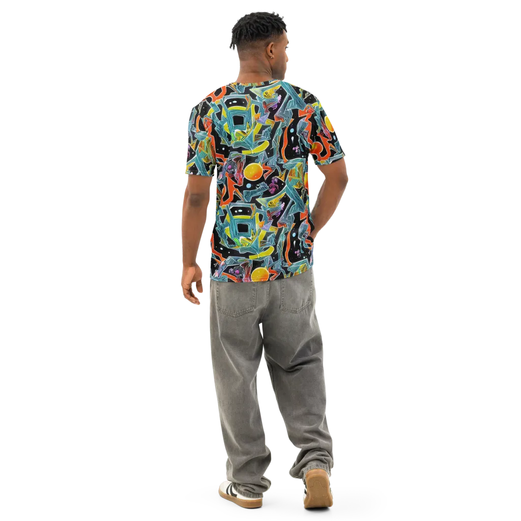 Lunar Collision on Men's Cotton Crew Neck T-Shirt — Back