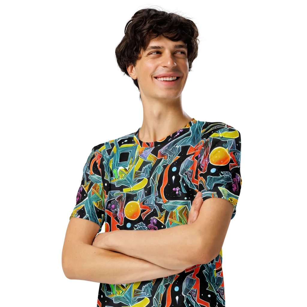 Lunar Collision on Men's Crew Neck T-Shirt — Left Front