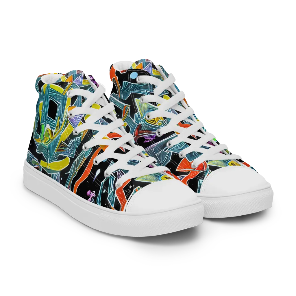 Lunar Collision on Men's High Top Canvas Shoes — Right Front