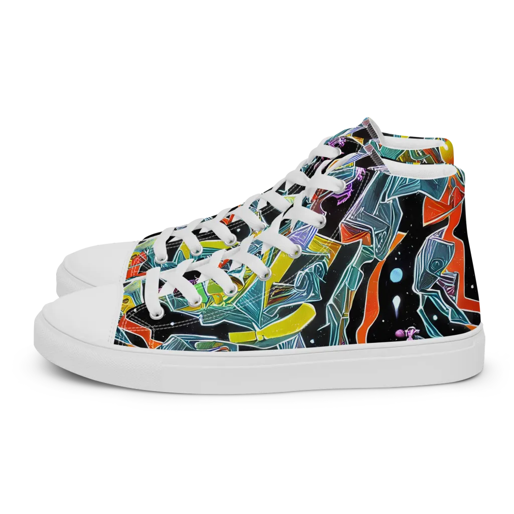 Lunar Collision on Men's High Top Canvas Shoes — Left