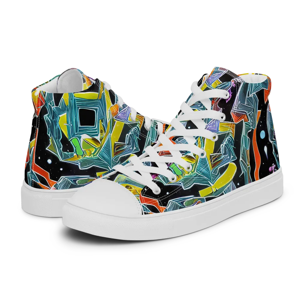 Lunar Collision on Men's High Top Canvas Shoes — Left