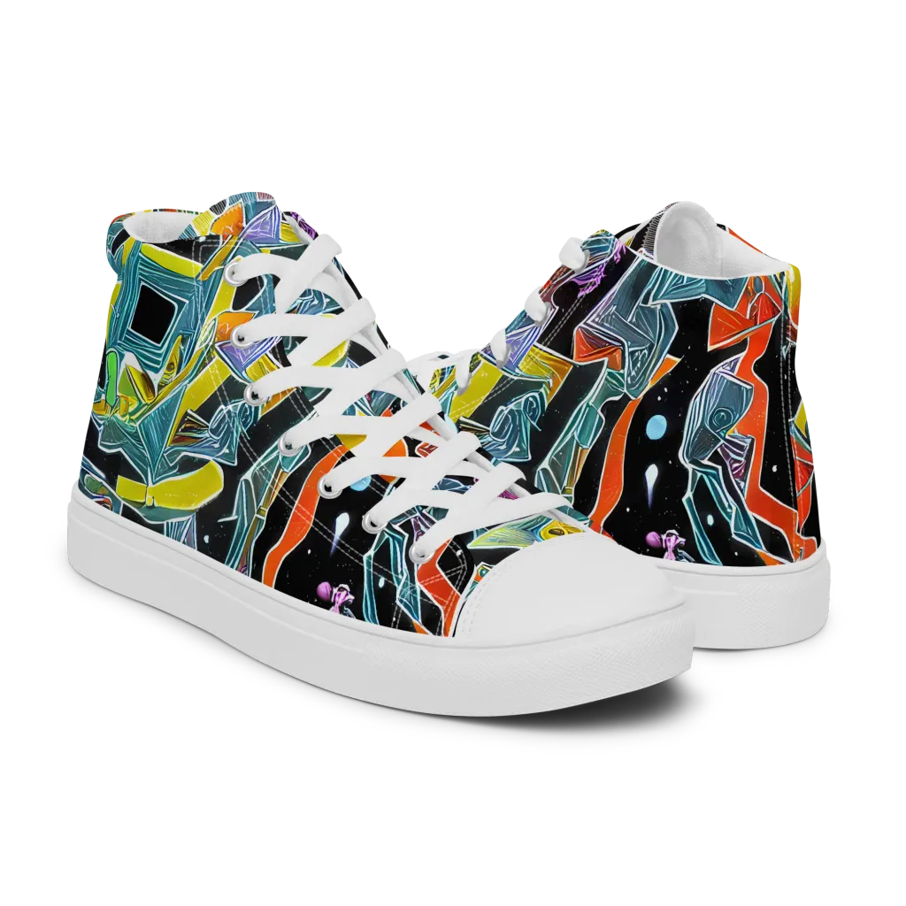 Lunar Collision on Men's High Top Canvas Shoes — Right