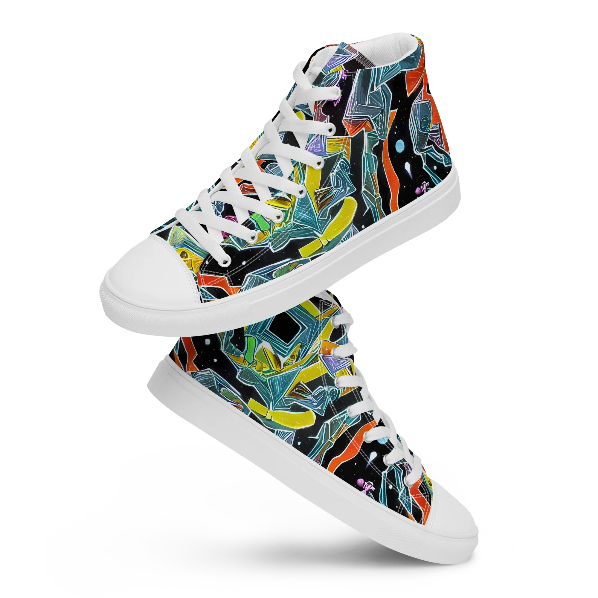 Lunar Collision on Men's High Top Canvas Shoes — Front