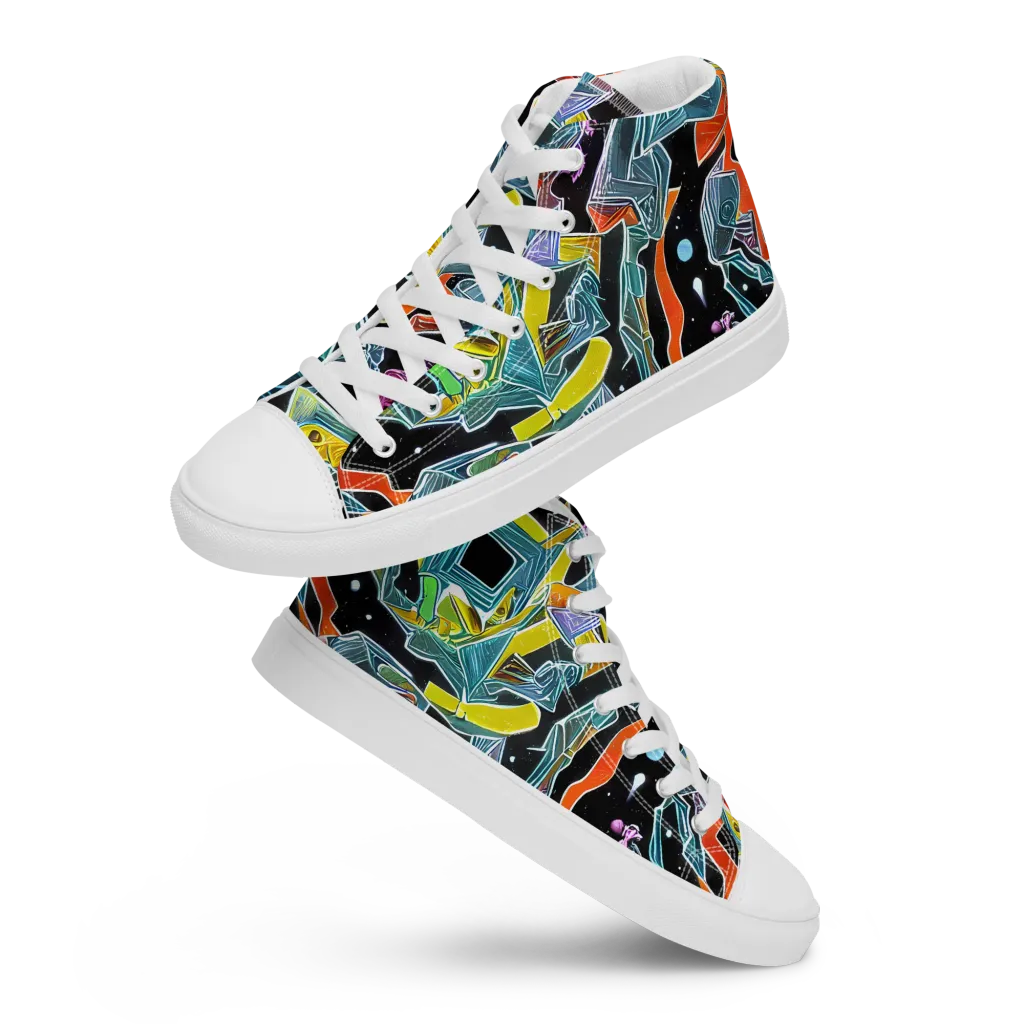 Lunar Collision on Men's High Top Canvas Shoes — Front
