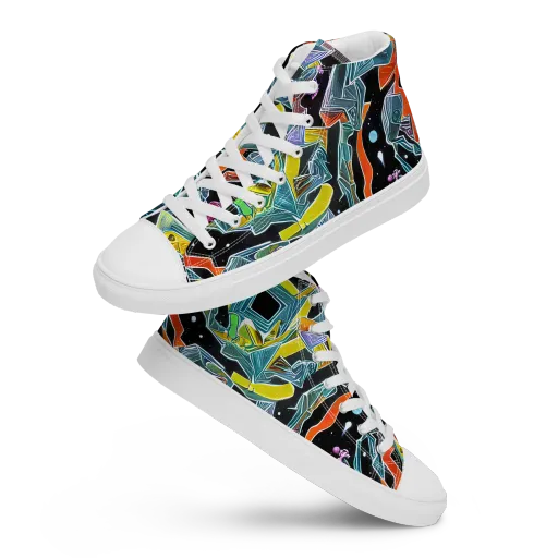 Lunar Collision on a Men's High Top Canvas Shoes