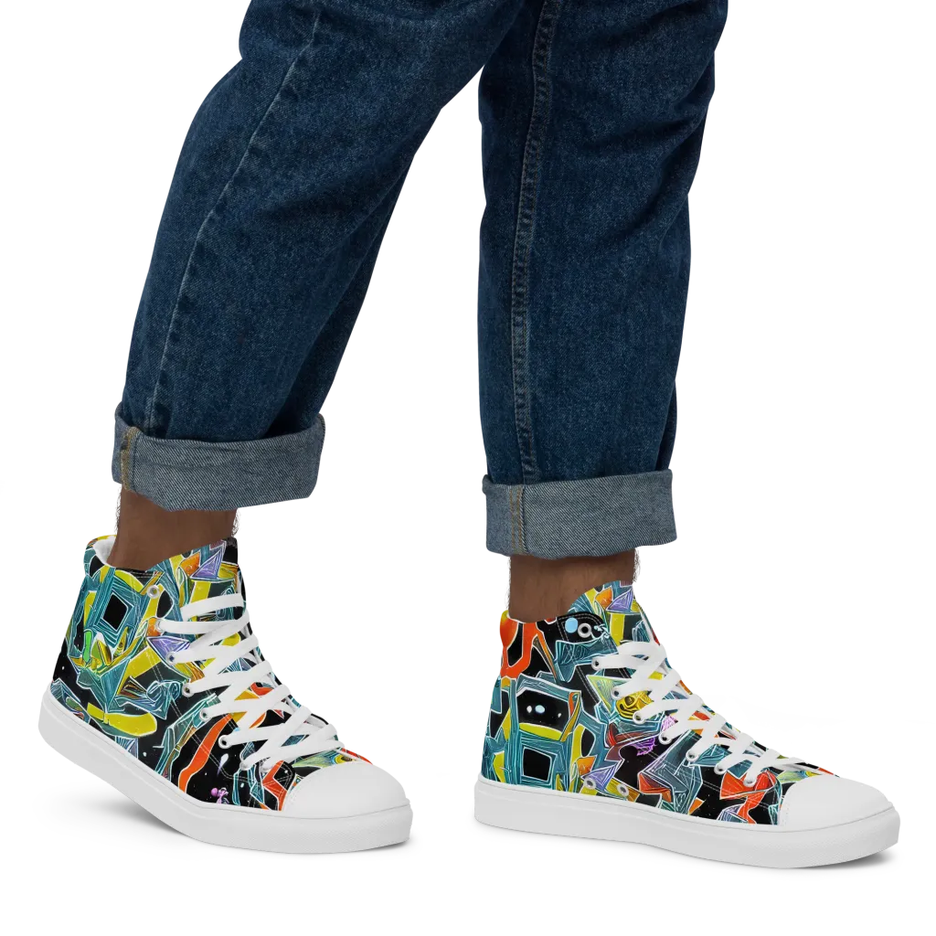 Lunar Collision on Men's High Top Canvas Shoes — Right