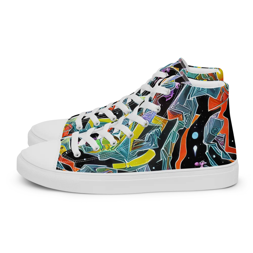 Lunar Collision on Women's High Top Canvas Shoes — Left