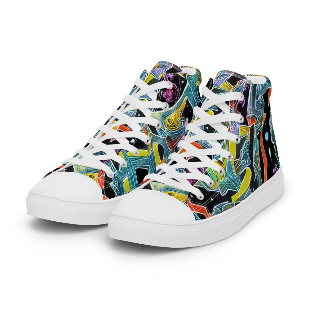 Lunar Collision on Women's High Top Canvas Shoes — Left Front
