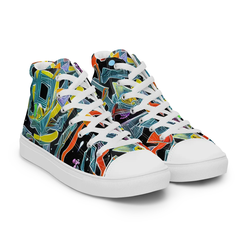 Lunar Collision on Women's High Top Canvas Shoes — Right Front