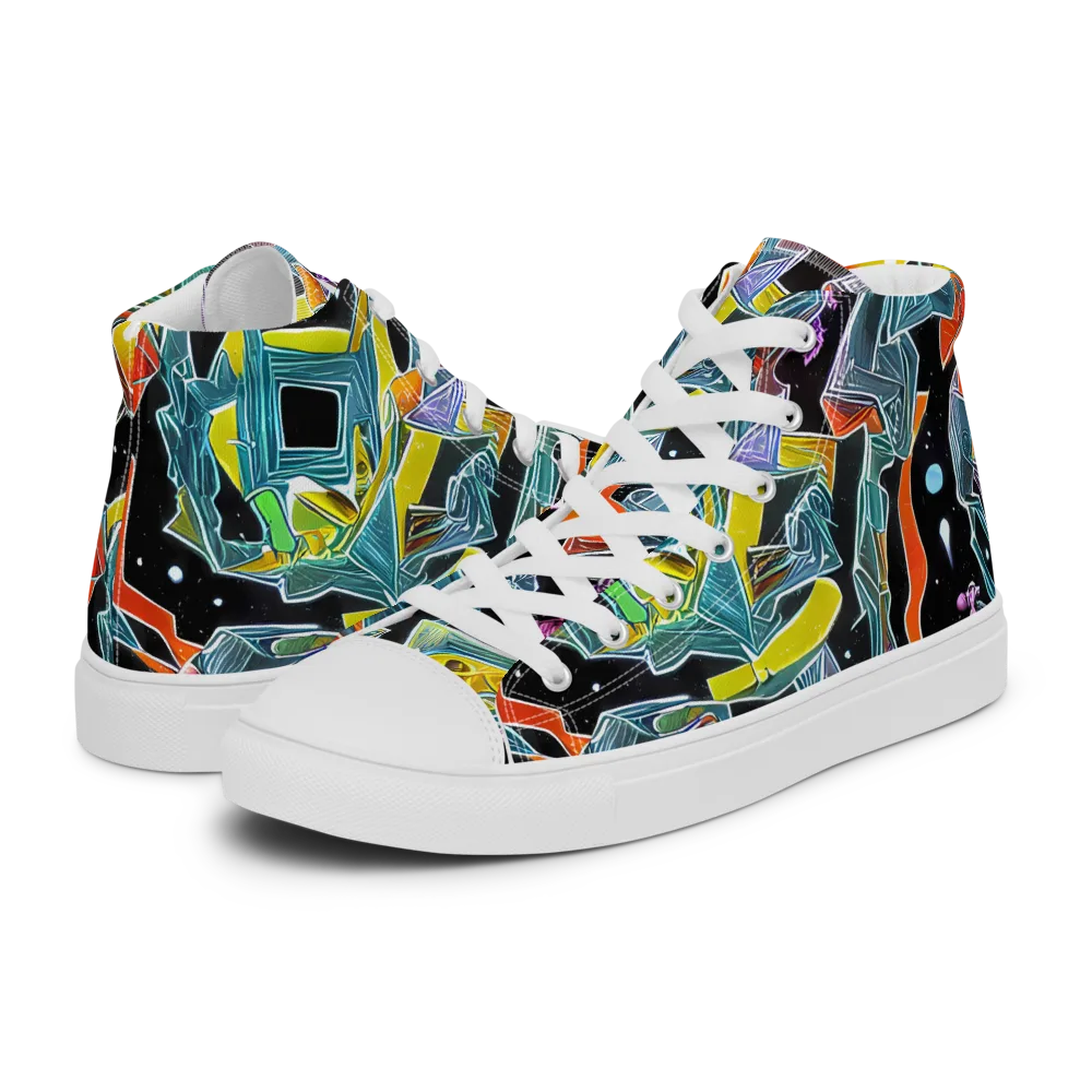 Lunar Collision on Women's High Top Canvas Shoes — Left