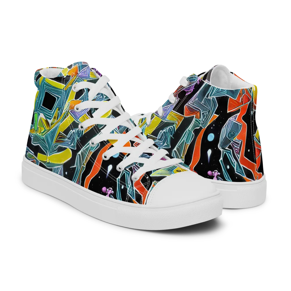 Lunar Collision on Women's High Top Canvas Shoes — Right