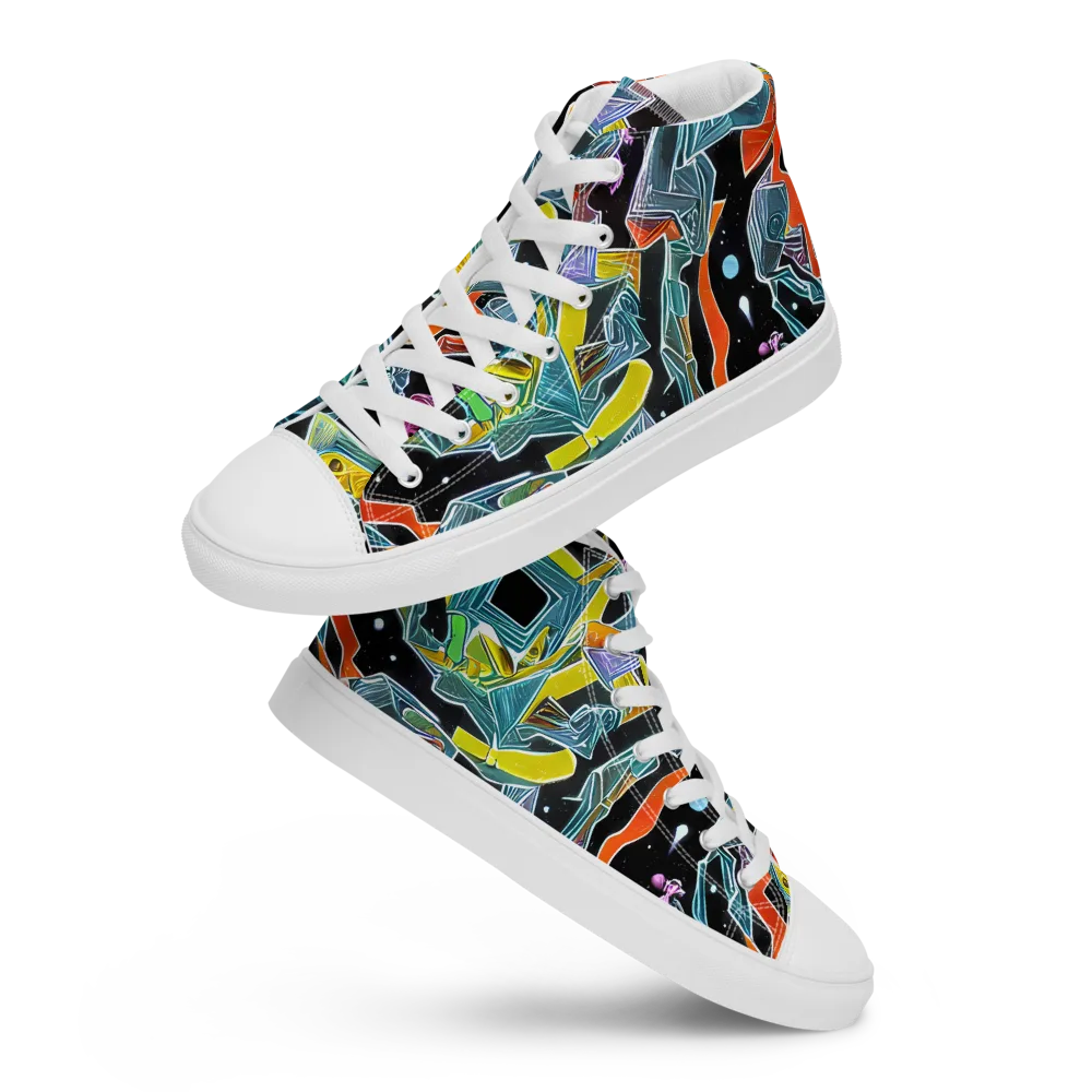 Lunar Collision on Women's High Top Canvas Shoes — Front