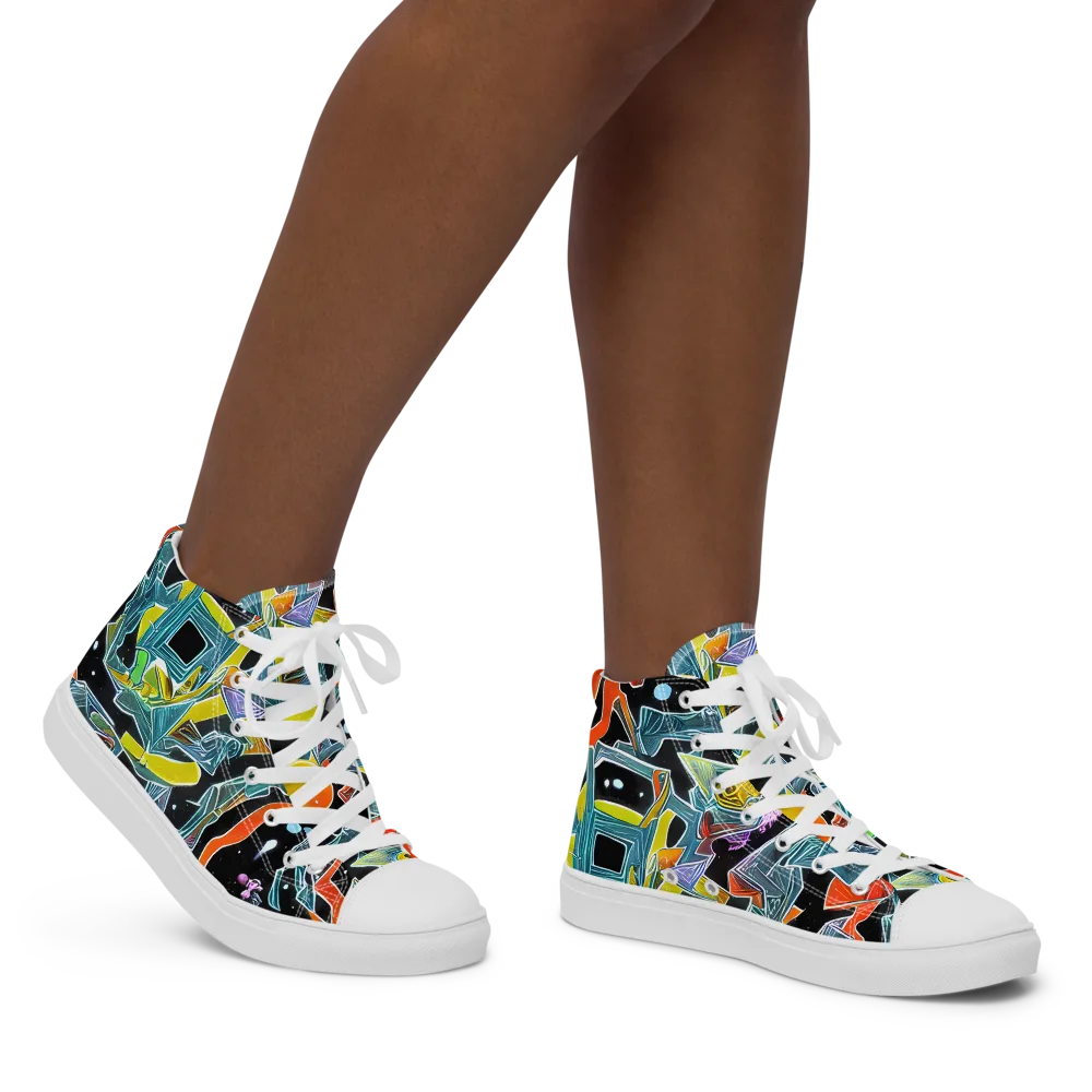 Lunar Collision on Women's High Top Canvas Shoes — Right