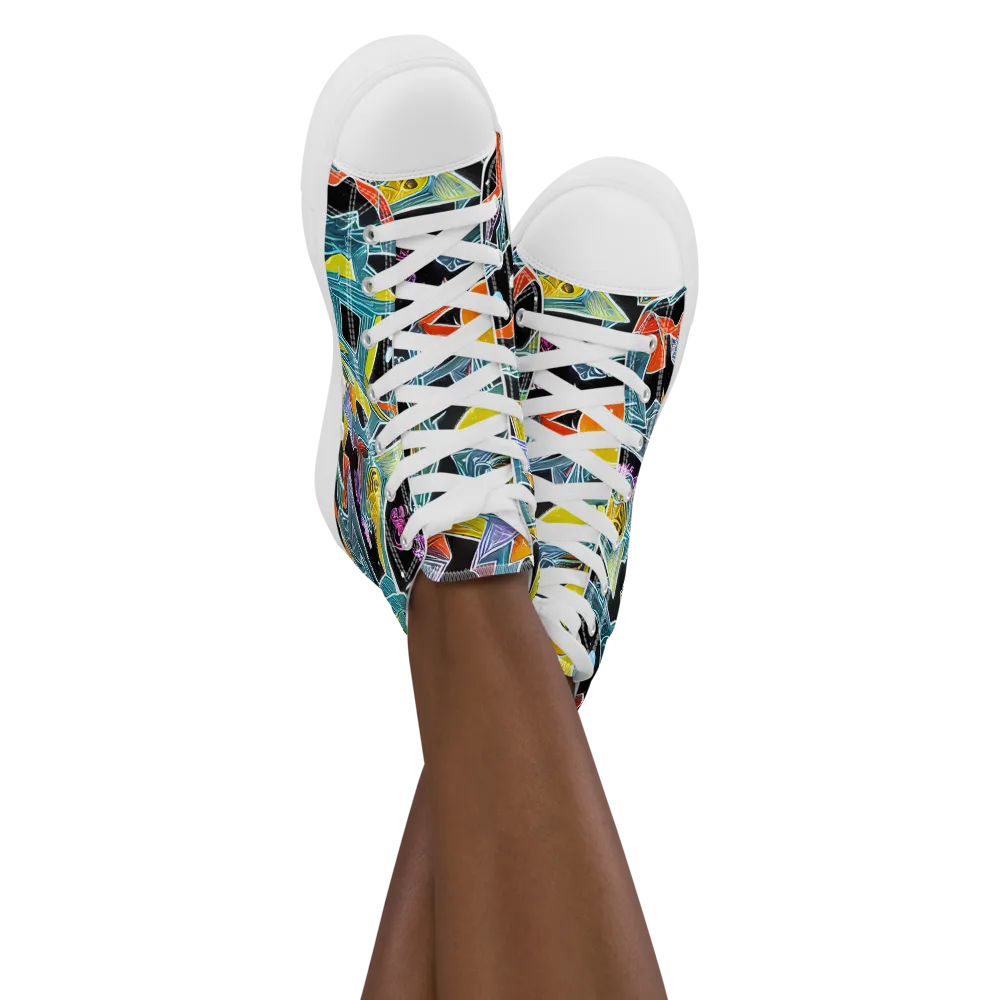 Lunar Collision on Women's High Top Canvas Shoes — Front