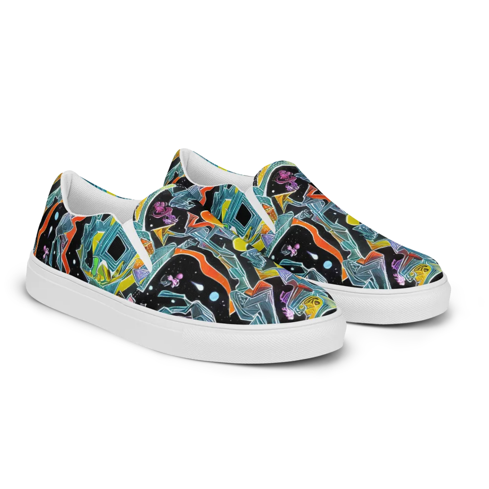 Lunar Collision on Men's Slip-On Canvas Shoes — Right Front