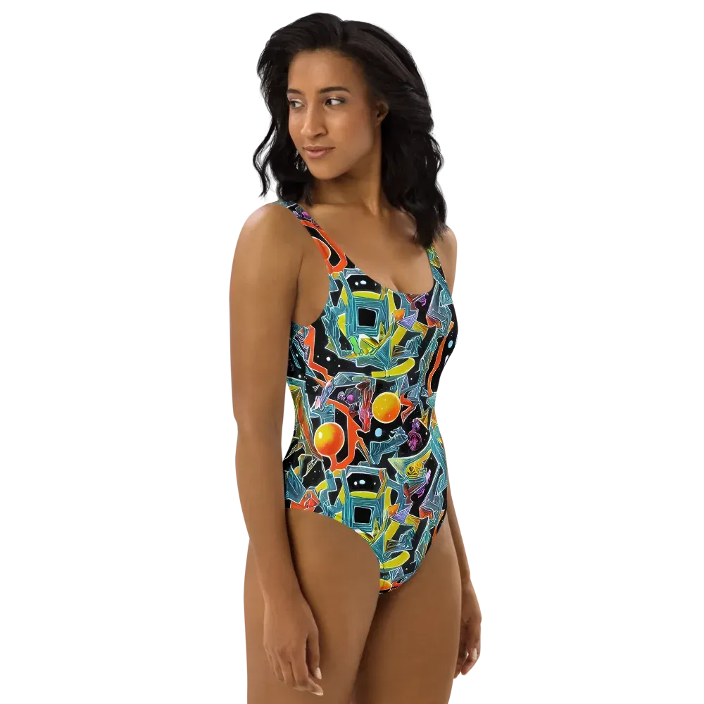 Lunar Collision on One-Piece Swimsuit — Right