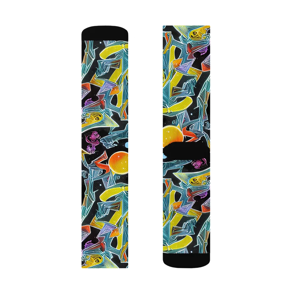 Lunar Collision on Socks — Left Sock