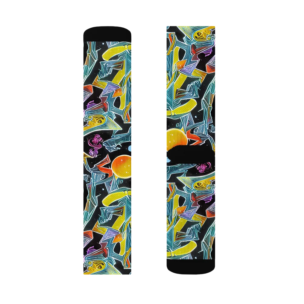 Lunar Collision on Socks — Right Sock
