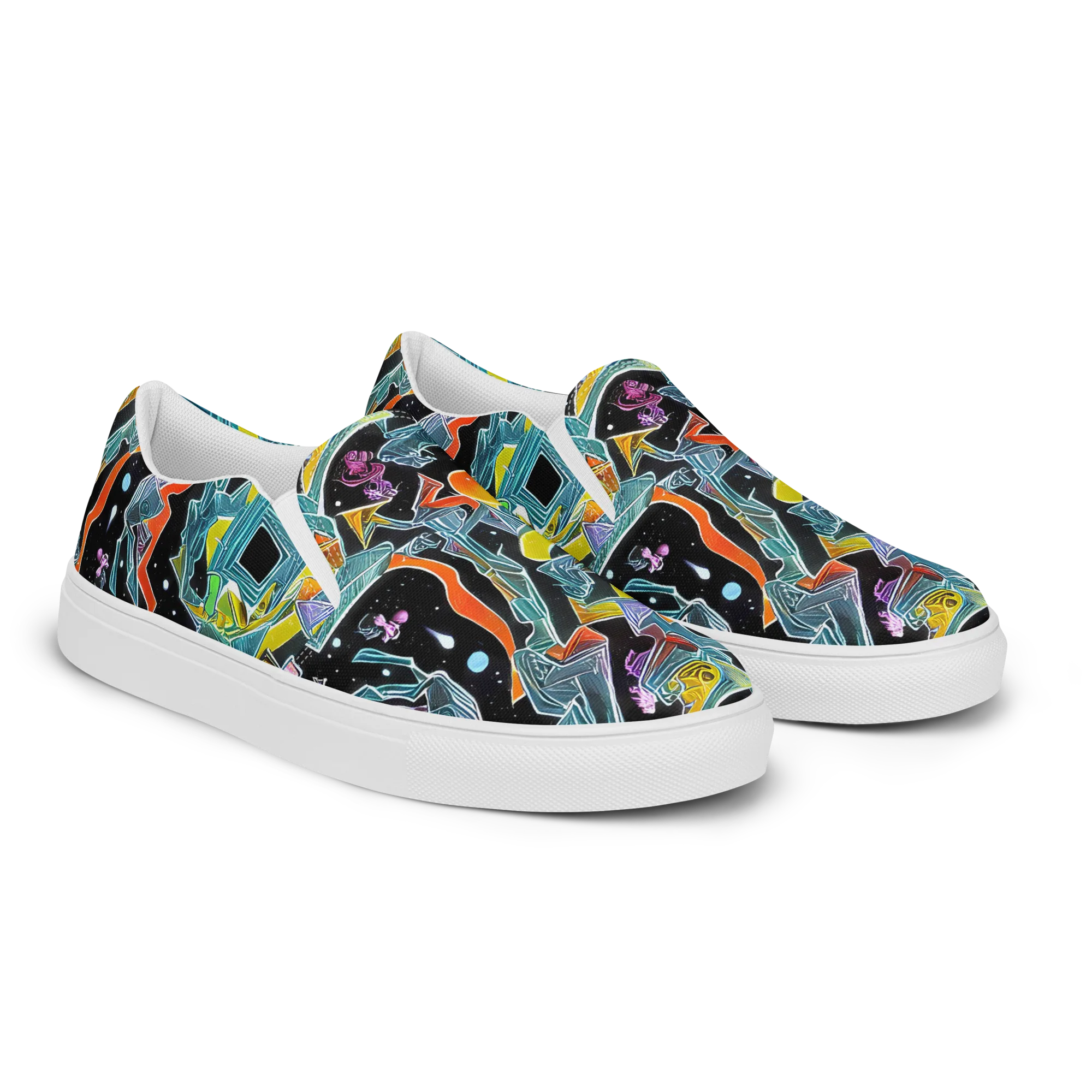 Lunar Collision on Women's Slip-On Canvas Shoes — Right Front