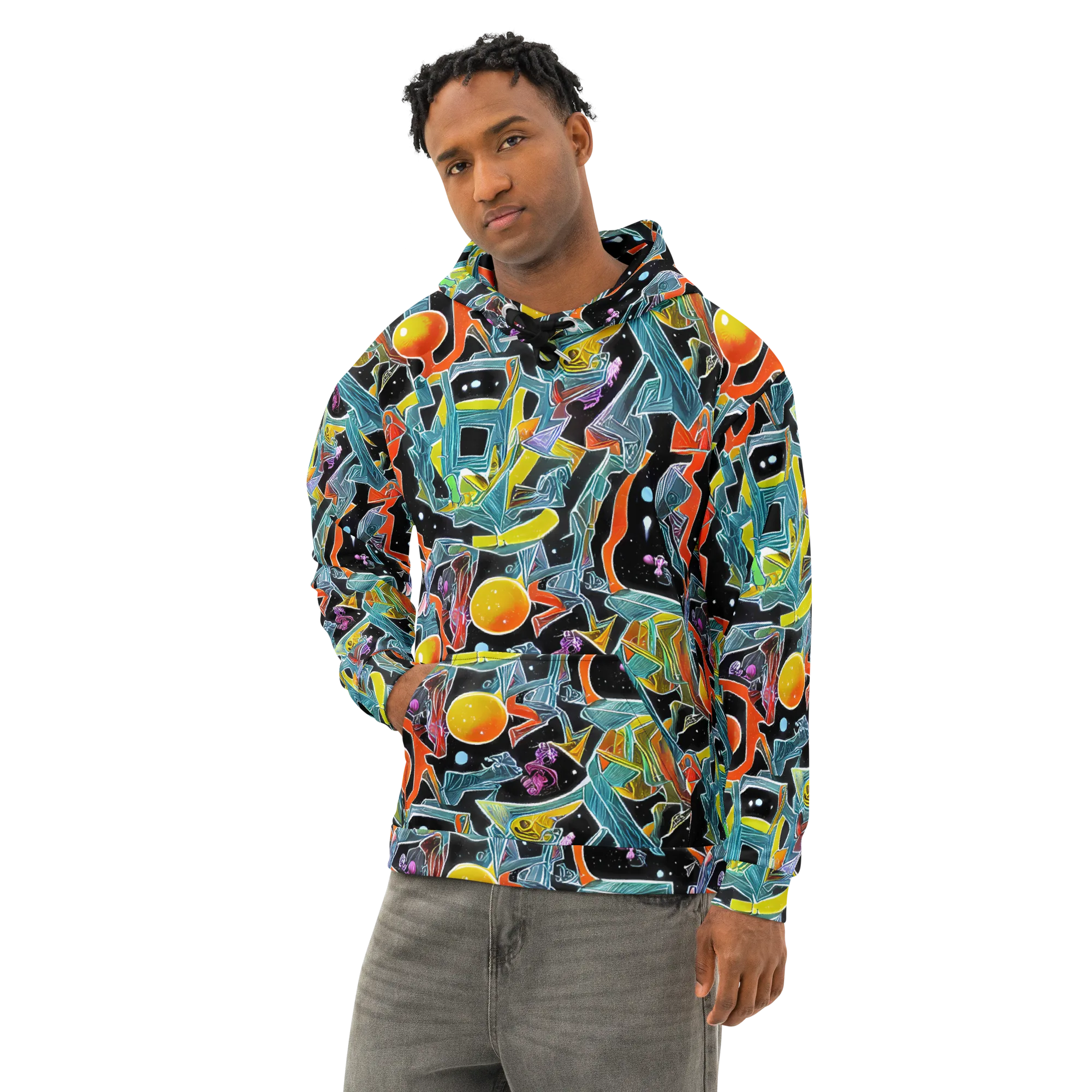 Lunar Collision on Cotton Hoodie — Left Front