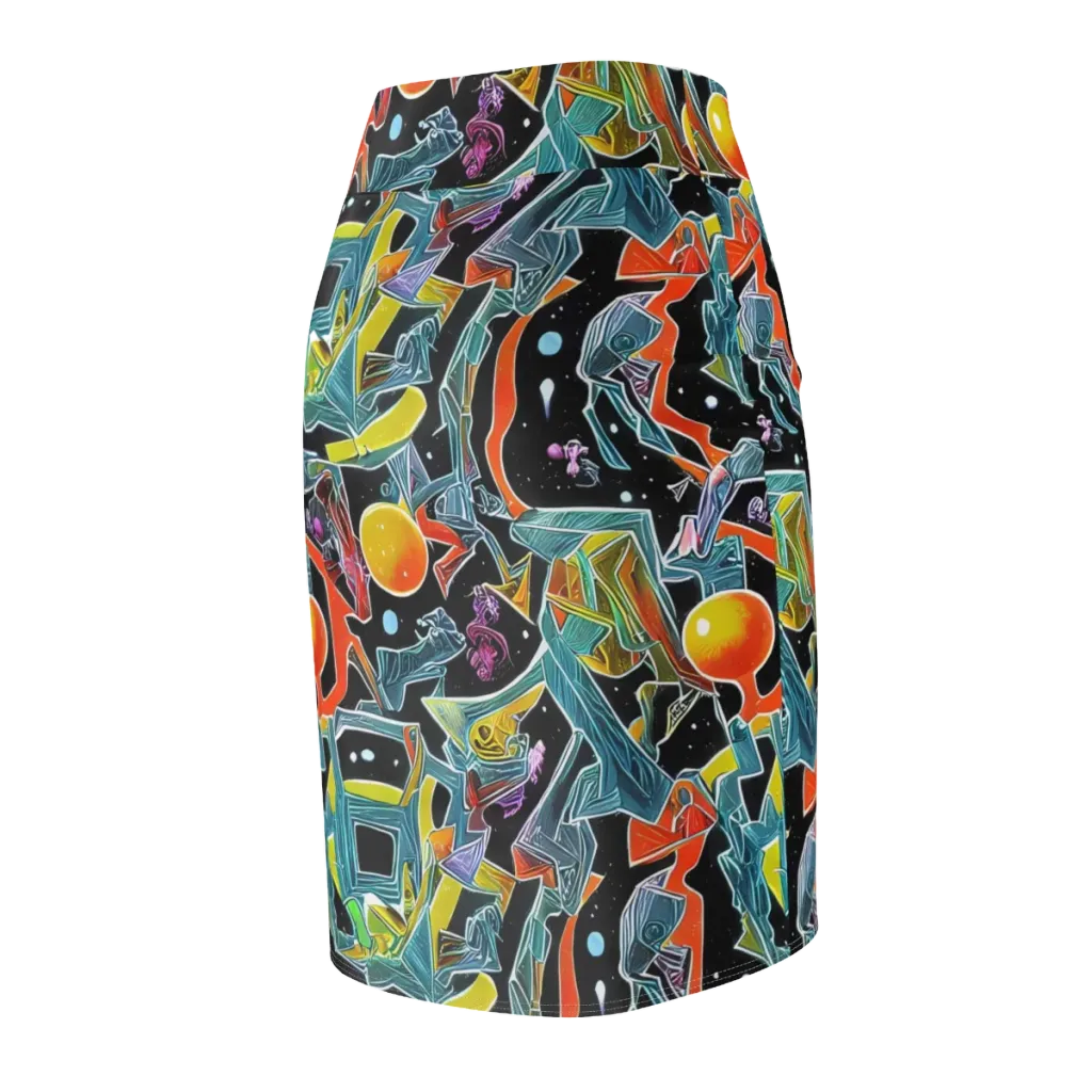 Lunar Collision on Pencil Skirt — Back Side